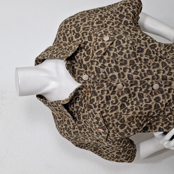 Le Lis NEW Taupe Brown Leopard Print Mobwife Streetwear W/Pockets Denim Romper L - Picture 3 of 15